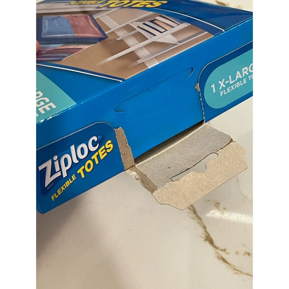 Ziploc Flexible Totes X-Large XL‎ Clear 10 Gallon Zipper Lot of 2 Open Box New